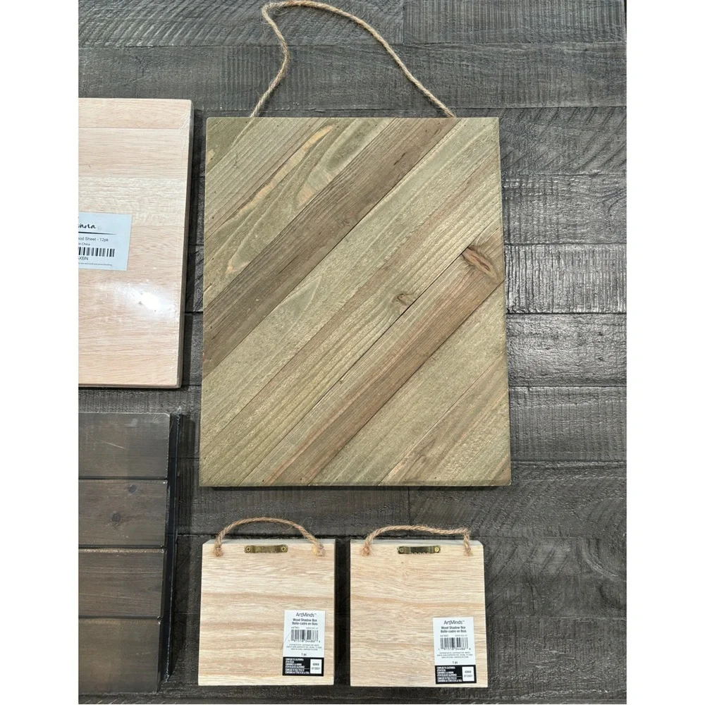 DIY Wood Craft Supply Bundle Rustic Plaques Shadow Boxes Veneer Sheets OS NWT - Picture 2 of 12